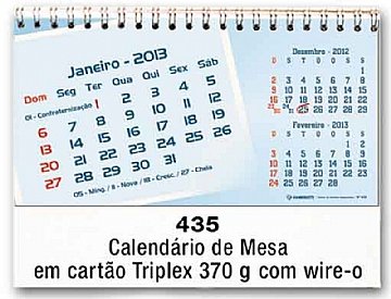 CALENDRIO EM PERCALUX C/ WIREO  personalizado - ref. 435 Z